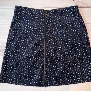 Chance Navy Floral Corduroy Mini Skirt – Size Large 🌸 Cute Spring Casual